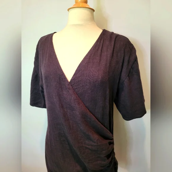 Lovers + Friends Thaylise Linen Black Surplice V Neck Mini Dress SZ S - Picture 2 of 12